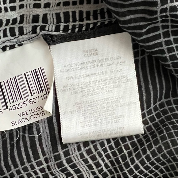 Bcbg maxazria pure silk collared blouse top black white gray monochrome - Picture 3 of 14
